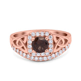 Cushion Cut Halo Round Natural Stone Ring