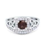 Cushion Cut Halo Round Natural Stone Ring