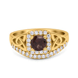 Cushion Cut Halo Round Natural Stone Ring