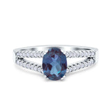 Oval Natural Stone Split Shank Ring