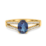 Oval Natural Stone Split Shank Ring