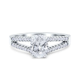 Oval Moissanite Split Shank Vintage Style Ring 925 Sterling Silver