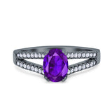 Oval Natural Stone Split Shank Ring