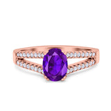 Oval Natural Stone Split Shank Ring