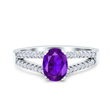 Oval Natural Stone Split Shank Ring