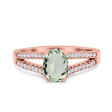 Oval Natural Stone Split Shank Ring