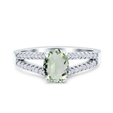 Oval Natural Stone Split Shank Ring