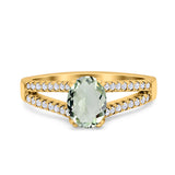 Oval Natural Stone Split Shank Ring