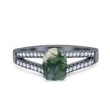 Oval Natural Stone Split Shank Ring