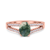 Oval Natural Stone Split Shank Ring