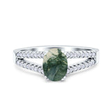 Oval Natural Stone Split Shank Ring
