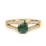 Oval Natural Stone Split Shank Ring