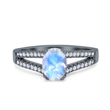 Oval Natural Stone Split Shank Ring
