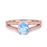Oval Natural Stone Split Shank Ring