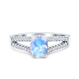 Oval Natural Stone Split Shank Ring