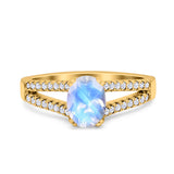 Oval Natural Stone Split Shank Ring