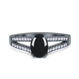 Oval Natural Stone Split Shank Ring