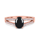Oval Natural Stone Split Shank Ring