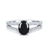Oval Natural Stone Split Shank Ring