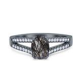 Oval Natural Stone Split Shank Ring