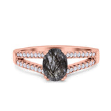 Oval Natural Stone Split Shank Ring