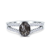 Oval Natural Stone Split Shank Ring