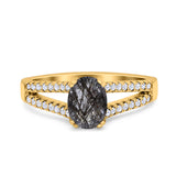 Oval Natural Stone Split Shank Ring