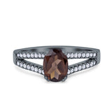 Oval Natural Stone Split Shank Ring