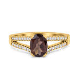 Oval Natural Stone Split Shank Ring