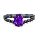 Oval Natural Stone Split Shank Ring