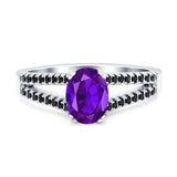 Oval Natural Stone Split Shank Ring