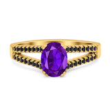 Oval Natural Stone Split Shank Ring