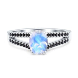 Oval Natural Stone Split Shank Ring