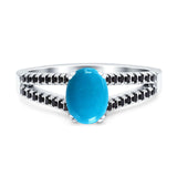 Oval Natural Stone Split Shank Ring