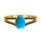 Oval Natural Stone Split Shank Ring