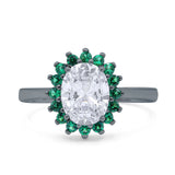 Art Deco Oval Natural Stone Floral Ring