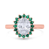 Art Deco Oval Natural Stone Floral Ring