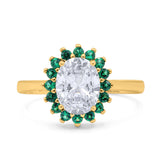 Art Deco Oval Natural Stone Floral Ring