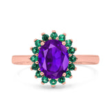 Art Deco Oval Natural Stone Floral Ring