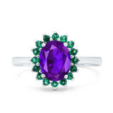 Art Deco Oval Natural Stone Floral Ring