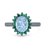 Art Deco Oval Natural Stone Floral Ring