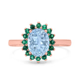 Art Deco Oval Natural Stone Floral Ring