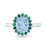 Art Deco Oval Natural Stone Floral Ring