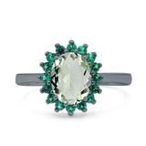 Art Deco Oval Natural Stone Floral Ring