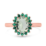 Art Deco Oval Natural Stone Floral Ring
