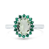 Art Deco Oval Natural Stone Floral Ring