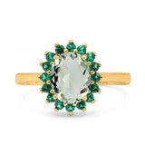 Art Deco Oval Natural Stone Floral Ring