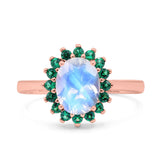 Art Deco Oval Natural Stone Floral Ring