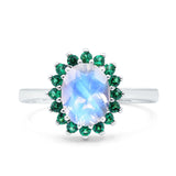 Art Deco Oval Natural Stone Floral Ring