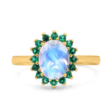 Art Deco Oval Natural Stone Floral Ring